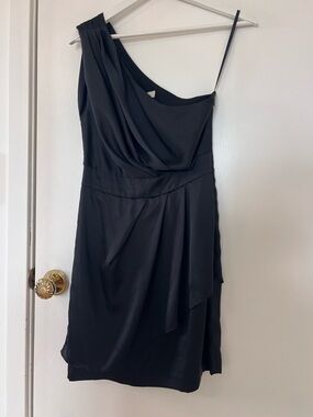 BCBGeneration Black One-Shoulder Draped Cocktail Dress